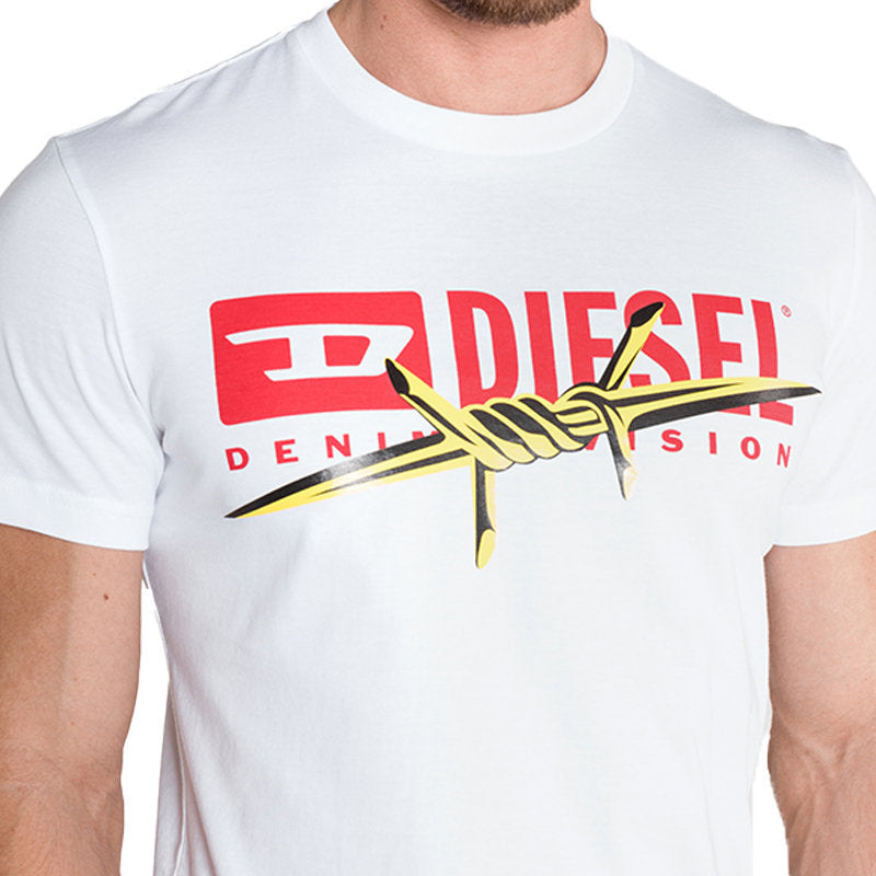 DIESEL T DIEGO BX2 Mens T-Shirt Crew Neck Short Sleeve Casual white Cotton Tee