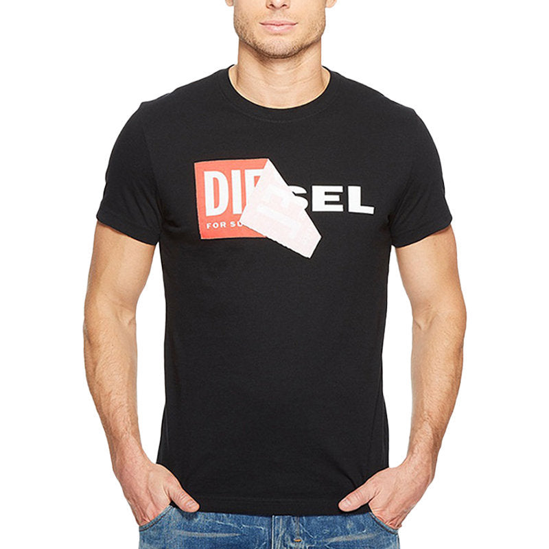DIESEL T DIEGO QA Mens T-Shirt Short Sleeve Crew Neck Slim Fit Casual Black Tee