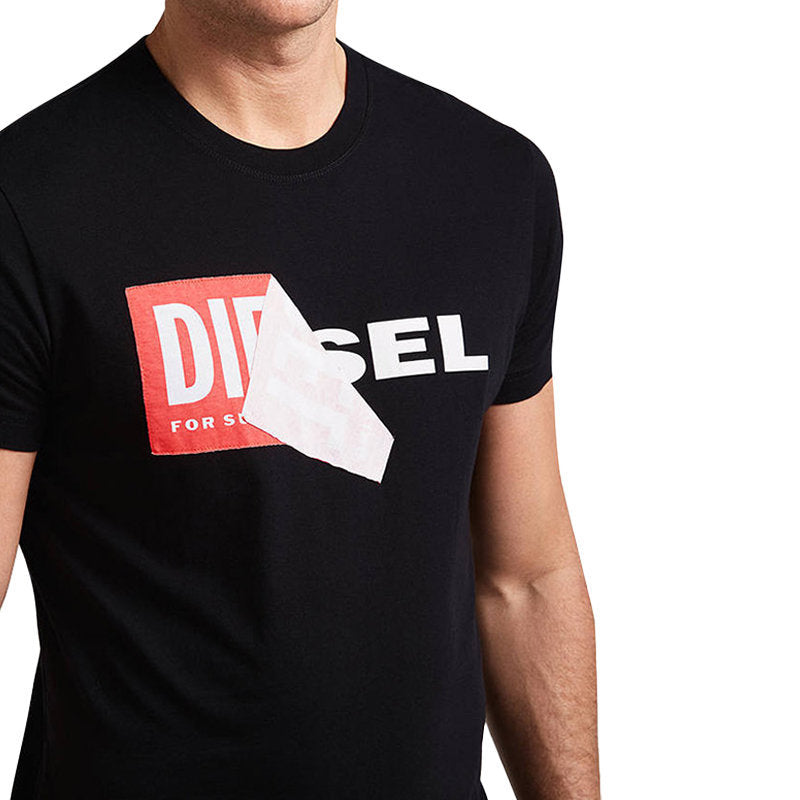 DIESEL T DIEGO QA Mens T-Shirt Short Sleeve Crew Neck Slim Fit Casual Black Tee