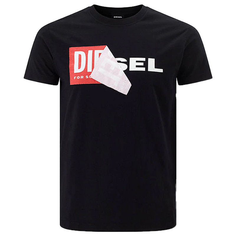 DIESEL T DIEGO QA Mens T-Shirt Short Sleeve Crew Neck Slim Fit Casual Black Tee
