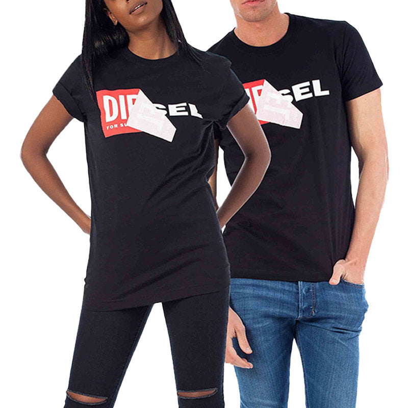 DIESEL T DIEGO QA Mens T-Shirt Short Sleeve Crew Neck Slim Fit Casual Black Tee