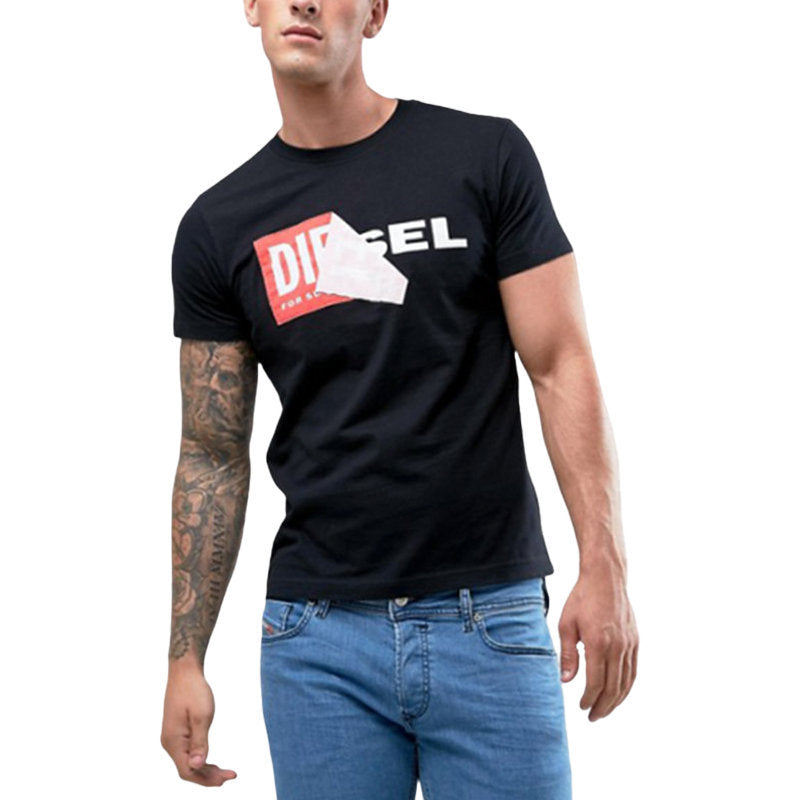 DIESEL T DIEGO QA Mens T-Shirt Short Sleeve Crew Neck Slim Fit Casual Black Tee