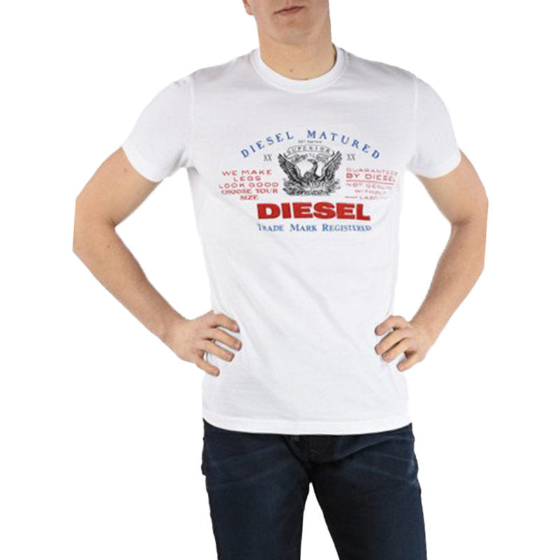 DIESEL Mens T Shirts T LOGYS HEMD Crew Neck Short Sleeve Casual White Summer Tee