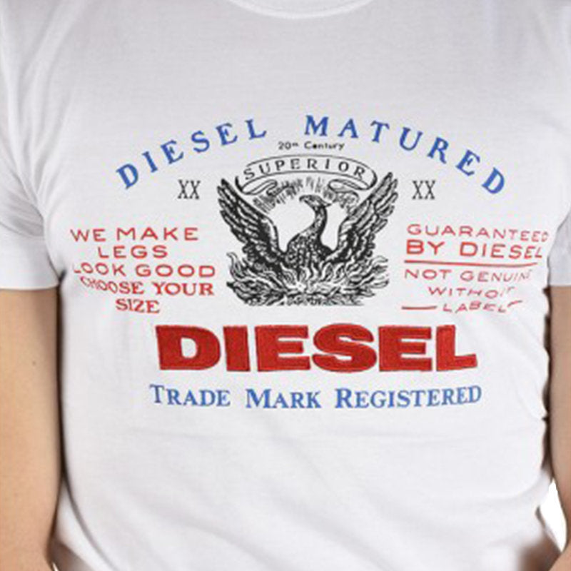 DIESEL Mens T Shirts T LOGYS HEMD Crew Neck Short Sleeve Casual White Summer Tee