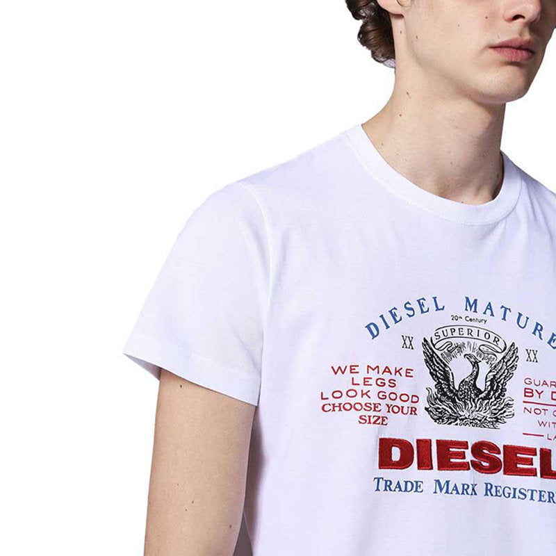 DIESEL Mens T Shirts T LOGYS HEMD Crew Neck Short Sleeve Casual White Summer Tee