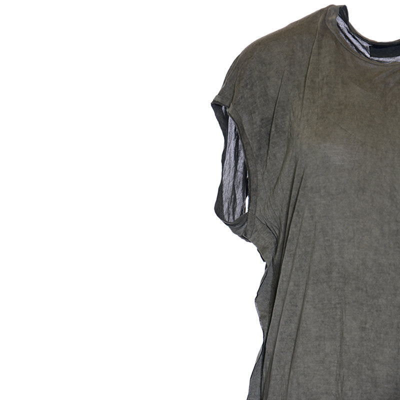 DIESEL T SAVAH A Womens Long Top Crew neck Short Sleeve Rayon Viscose Grey Dress