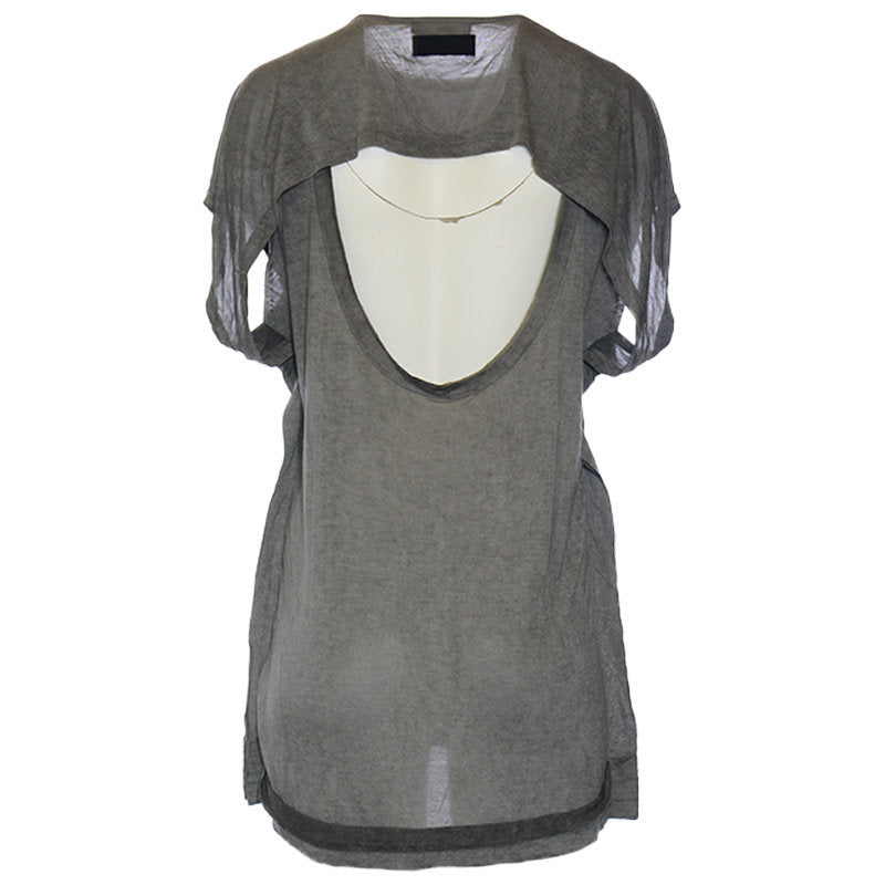 DIESEL T SAVAH A Womens Long Top Crew neck Short Sleeve Rayon Viscose Grey Dress