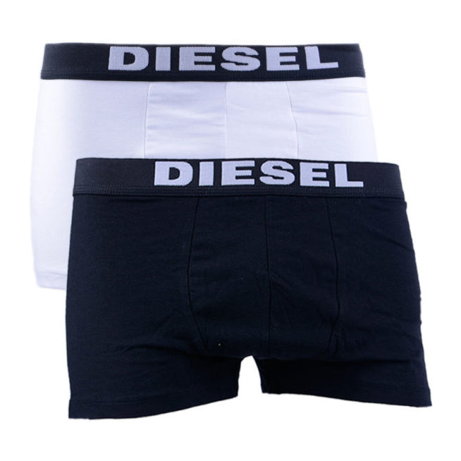DIESEL UMBX ROCCO 2X Pack Mens Short Boxer Trunks Cotton Underwear Black & White