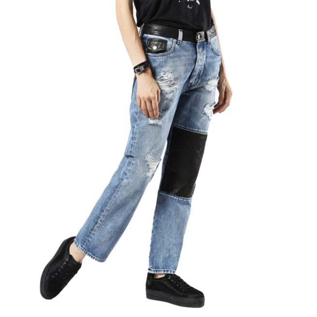 DIESEL DE MYKI 0076E Womens Denim Jeans Trousers Distressed Faded Straight