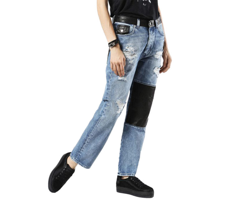 DIESEL DE MYKI 0076E Womens Denim Jeans Trousers Distressed Faded Straight