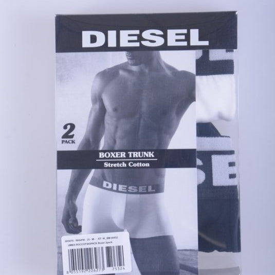 DIESEL UMBX ROCCO 2X Pack Mens Short Boxer Trunks Cotton Underwear Black & White