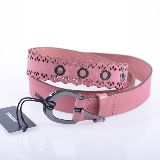 DIESEL B ALLENA X04875 Womens Belts Genuine Leather Fashion Waist Belt Pink 85cm