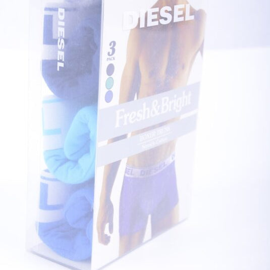 DIESEL Mens Boxer Trunks Fresh & Bright 3X Pack Cotton Underwear Blue Shorts