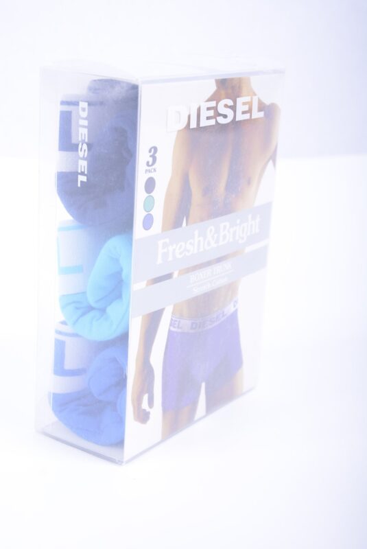 DIESEL Mens Boxer Trunks Fresh & Bright 3X Pack Cotton Underwear Blue Shorts