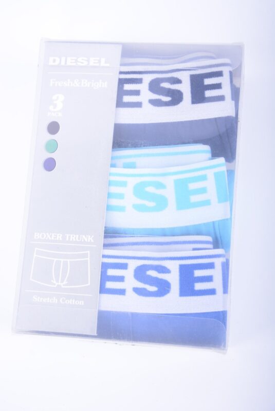 DIESEL Mens Boxer Trunks Fresh & Bright 3X Pack Cotton Underwear Blue Shorts