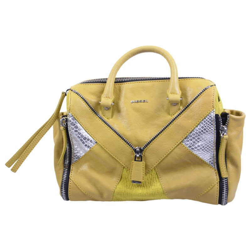 DIESEL Womens Hand Bag Genuine Leather Yellow Cross-body Messenger Shoulder Bag