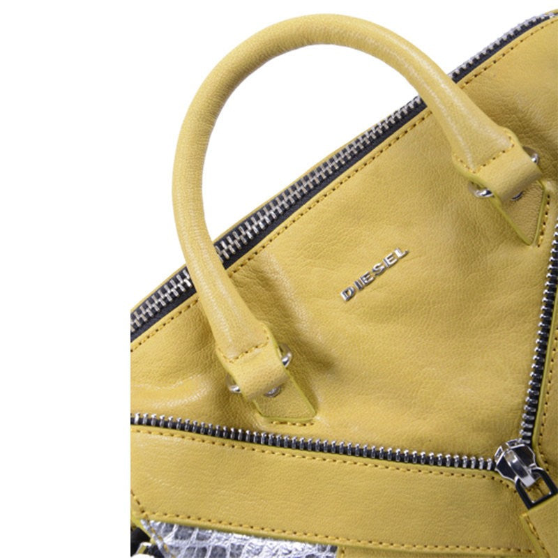 DIESEL Womens Hand Bag Genuine Leather Yellow Cross-body Messenger Shoulder Bag