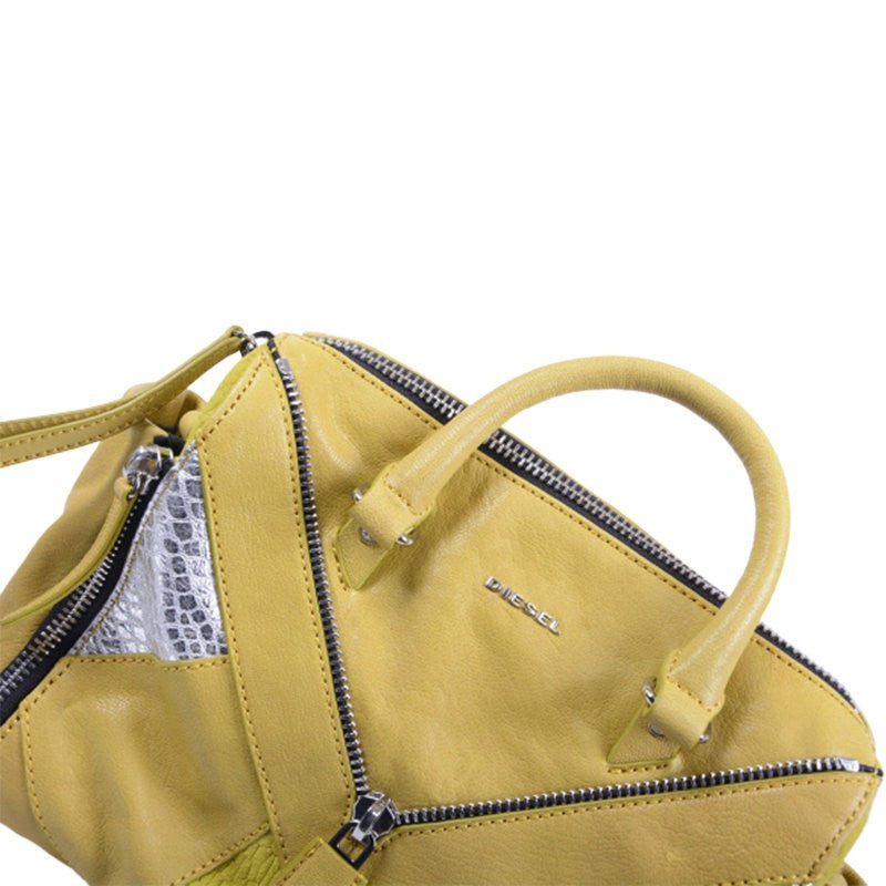 DIESEL Womens Hand Bag Genuine Leather Yellow Cross-body Messenger Shoulder Bag