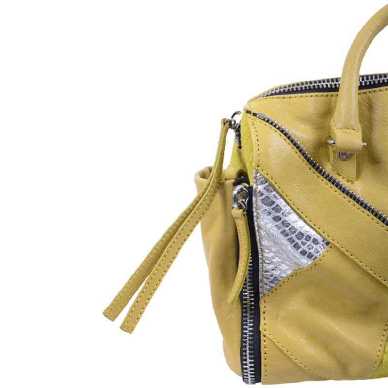 DIESEL Womens Hand Bag Genuine Leather Yellow Cross-body Messenger Shoulder Bag