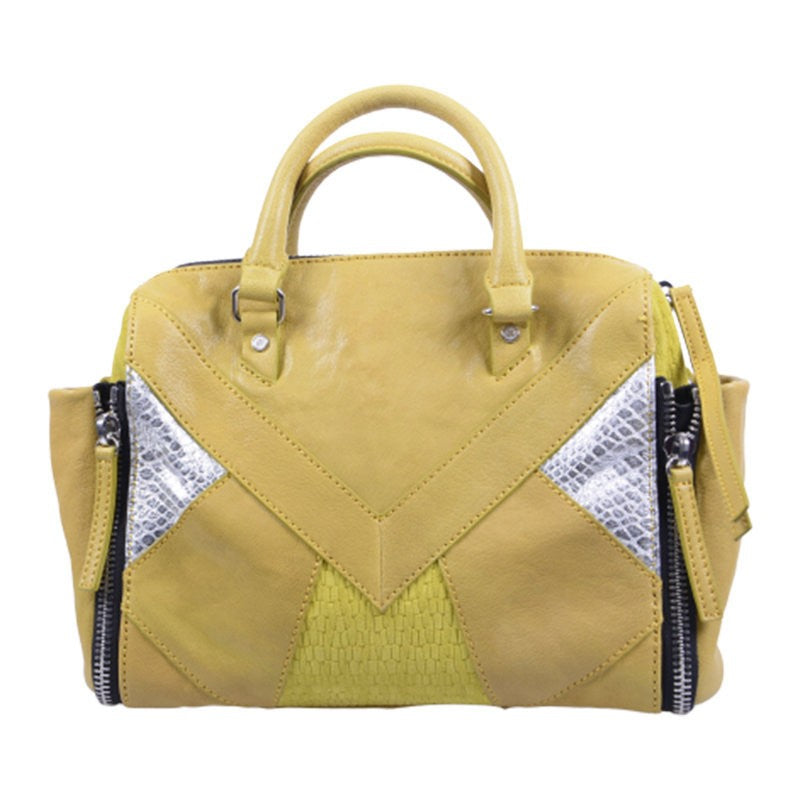 DIESEL Womens Hand Bag Genuine Leather Yellow Cross-body Messenger Shoulder Bag