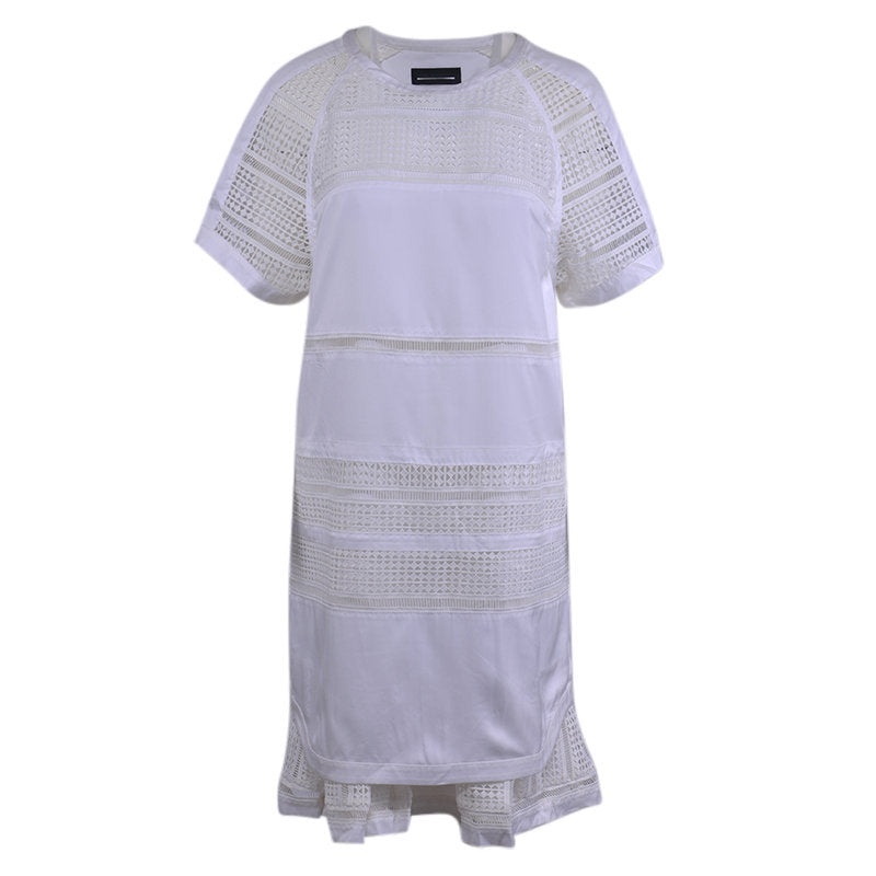 DIESEL BLACK GOLD DAZEN BGMBG Womens Dress Maxi Long Dress White Short Sleeve