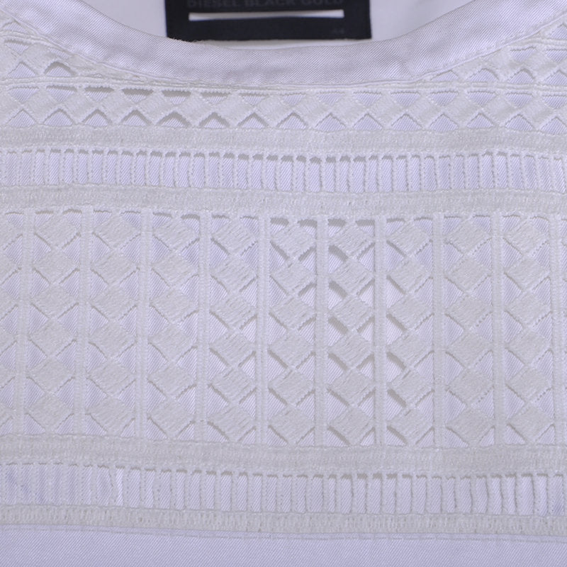 DIESEL BLACK GOLD DAZEN BGMBG Womens Dress Maxi Long Dress White Short Sleeve