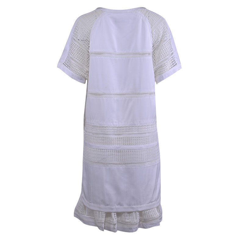 DIESEL BLACK GOLD DAZEN BGMBG Womens Dress Maxi Long Dress White Short Sleeve