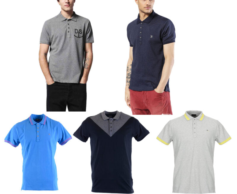 DIESEL Mens Polo Shirt Navy Black Grey Blue Classic Golf T-Shirt Size S M L XL