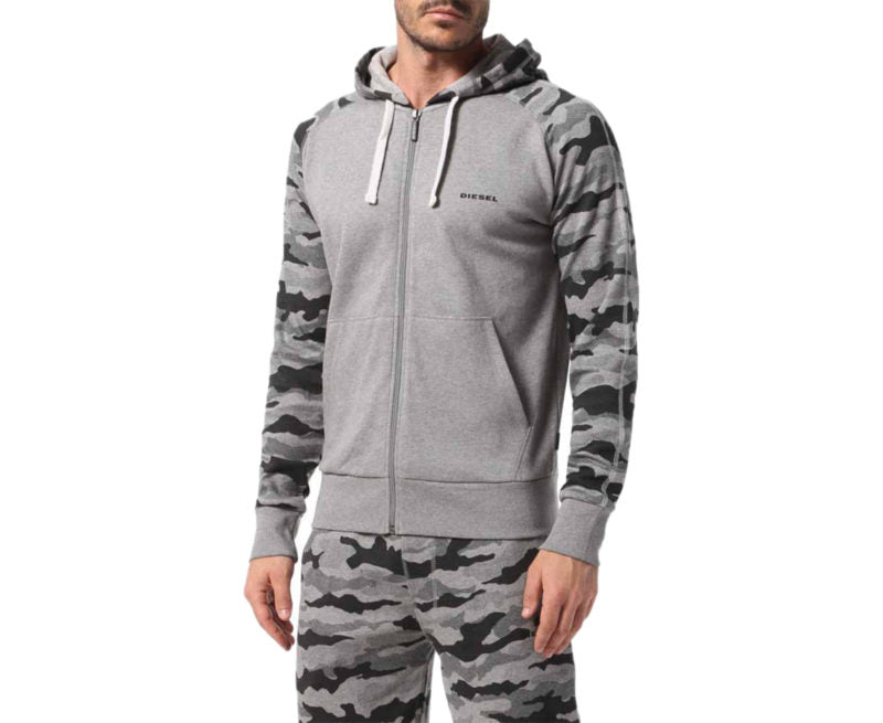 DIESEL BRIANZ Mens Zipped Hoodie Camoufludge Hooded Casual Sweatshirts Tops