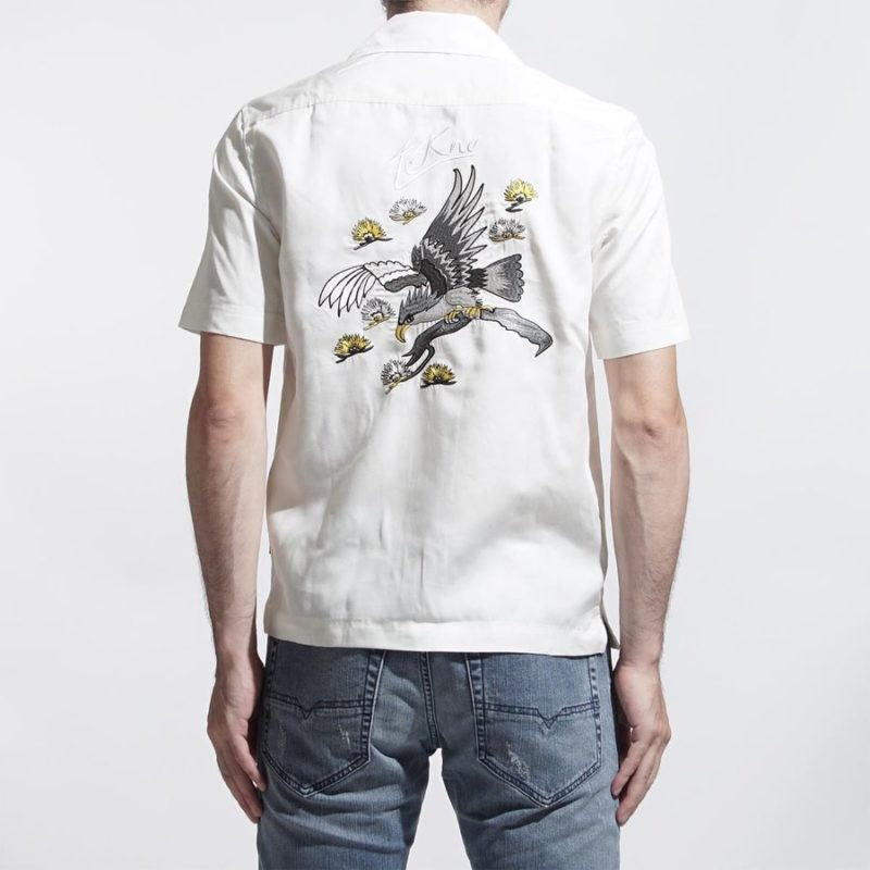 DIESEL S EAGLE Mens Casual Shirts Summer Embroidered Lyocell Lapel Short Sleeve