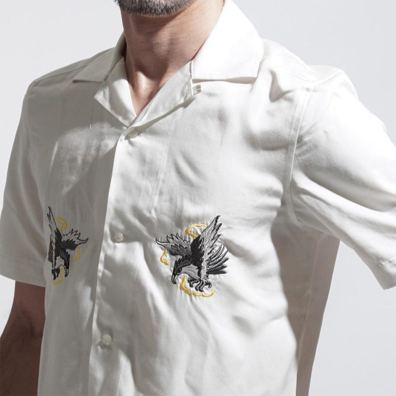 DIESEL S EAGLE Mens Casual Shirts Summer Embroidered Lyocell Lapel Short Sleeve