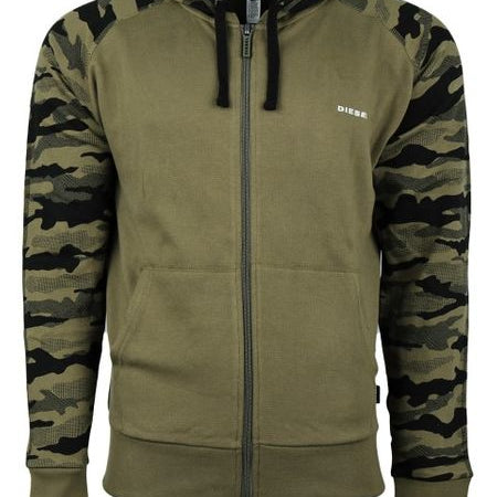 DIESEL BRIANZ Mens Zipped Hoodie Camoufludge Hooded Casual Sweatshirts Tops