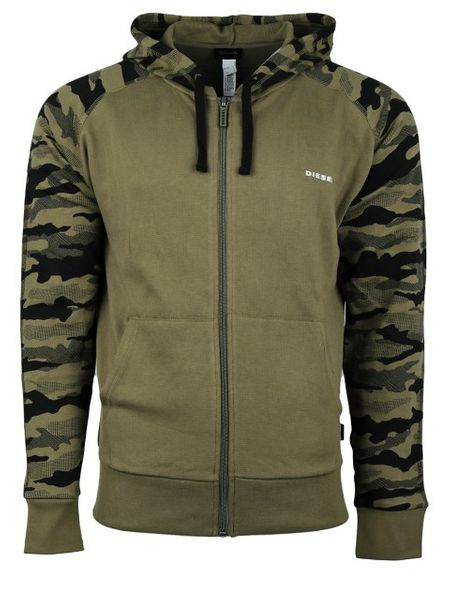 DIESEL BRIANZ Mens Zipped Hoodie Camoufludge Hooded Casual Sweatshirts Tops